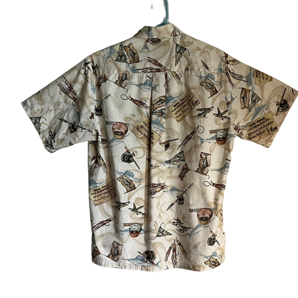 Men's Beige Graphic Short Sleeve Shirt - Picture 3 of 4